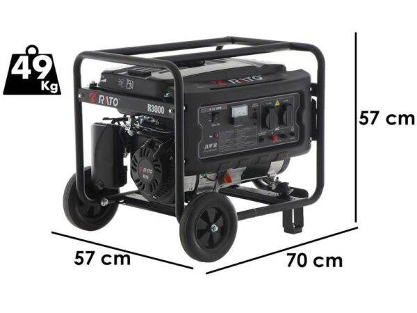 Gruppo elettrogeno monofase a benzina Rato R3000 - Carrellato - 2.7 Kw