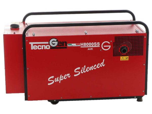 TecnoGen H8000SS - Generatore di corrente silenziato a benzina 5.8 kW - Continua 5.2 kW Monofase
